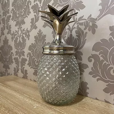 Buy Glass Pineapple With Nickel Lid Decorative Object Home Decor Jar Vase • 34.99£