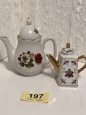 Buy Vintage Fine Bone China Miniature Mini Tea Pot  X2 • 5£