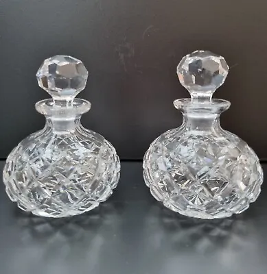 Buy Set Of 2 Beautifull Antique Cut Glass Perfume Bottles Alcohol Decanters Crystal. • 29.99£