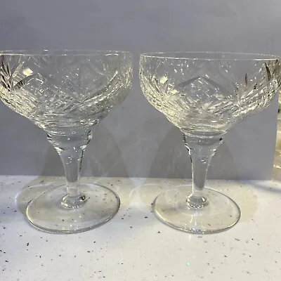 Buy 2  Vintage Edinburgh Crystal Champagne Coupe / Saucers Art Deco Style/ Cocktails • 17.99£