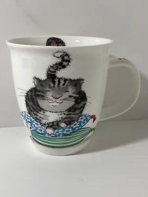 Buy Dunoon Fine Bone China Mug Kate Mawdsley Comfy Cats Nevis Grey Tabby Cat 480ml • 14.99£