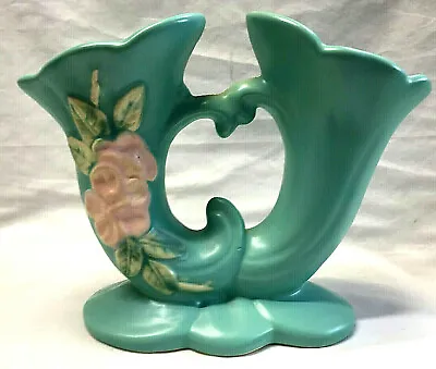 Buy Weller Pottery Art Vase Double Horn Magnolia? Raised Floral Design Unique Matte  • 142.21£