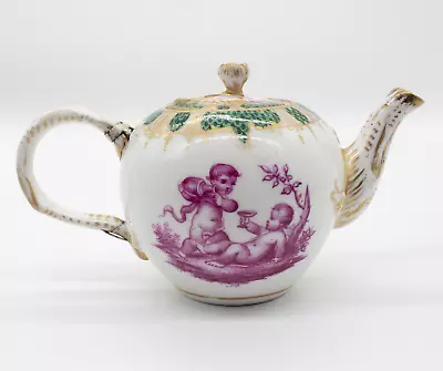 Buy MEISSEN TEAPOT, (Antique Early 19th Century ) Porcelain, Rare Cherub Design • 395£