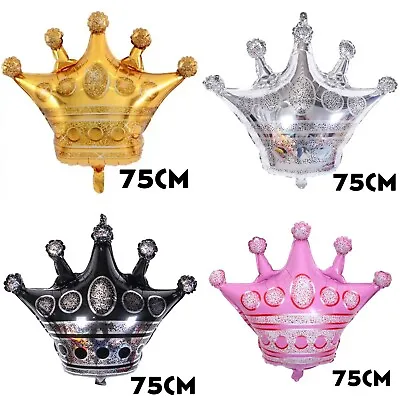 Buy 75cm Giant King Crown Foil Balloon Birthday Party Coronation Decor Helium & Air • 2.39£