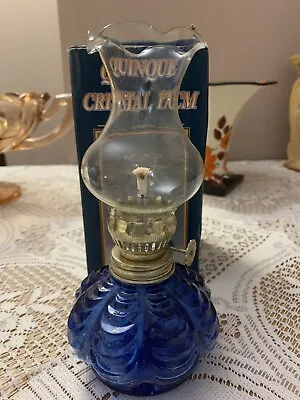 Buy Vintage Style Cobalt Blue & Clear Glass Small Paraffin Lamp • 10£
