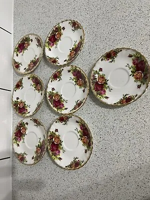 Buy 7 Royal Albert Bone China Old Country Roses Saucers, Slight Seconds • 19.99£