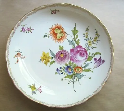 Buy DRESDEN CHINA VINTAGE LARGE ROUND SHALLOW BOWL HAND PAINTED FLOWERS (Ref5531) • 82.50£