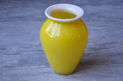Buy Neon Vibrant Yellow Art Glass Ornamental Hand Blown Vase Colourful Interiors • 7.90£