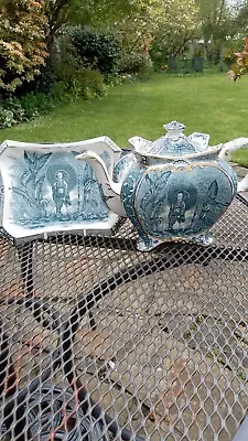 Buy  VICTORIAN ANTIQUE  BURLEIGH WARE CHINOIERIE TEAPOT AND MATCHING TRIVET  C1894 • 95£