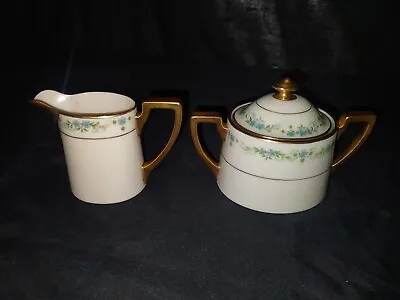 Buy Antique Belleek Willets Creamer & Sugar Bowl Set With Gold Trim Floral Pattern  • 129.46£