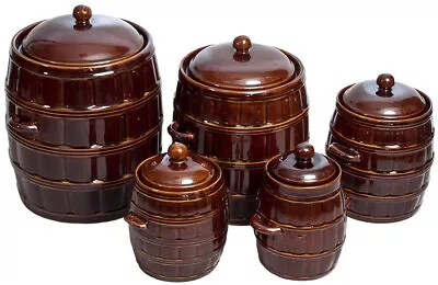 Buy Stoneware Barrel Crock Pot With Lid Hermetic Kitchen Cooking Pickling • 48.99£