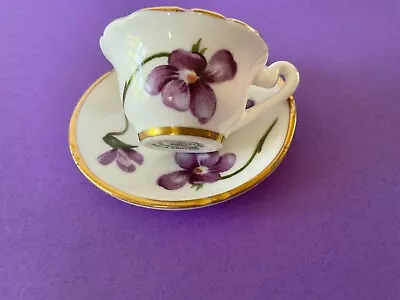 Buy VINTAGE HAMMERSLEY VICTORIAN VIOLETS MINIATURE BONE CHINA Cup And Saucer  - VGC • 6£