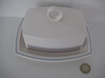 Buy Hornsea Pottery Horizon Design Lidded Butter Dish And Cover Grey Blue Bands • 24.99£