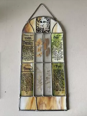 Buy Leaded Stained Glass Window Panel Wall Hanger Herbs Sage Thyme Church VTG 23” • 18.38£