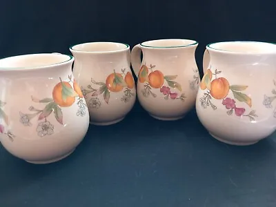 Buy Vintage Cloverleaf Pottery Peaches & Cream, Set Of 4 Curved Sides Barrel Mugs • 29.99£