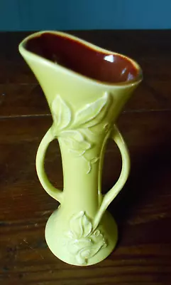 Buy Red Wing Pottery Mid Century Embossed Leaves #1361 Yellow/Green Bud Vase 8  • 26.95£