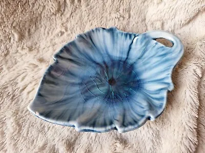 Buy Handpainted Studio Pottery Crackle Glaze Leaf Dish Porthmadog Wales • 6£