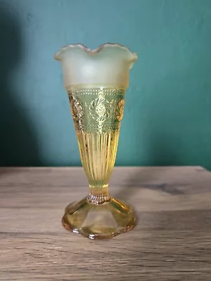 Buy Art Deco C1930s Bagley Katherine Frosted Amber Glass Posy Vase • 14.99£