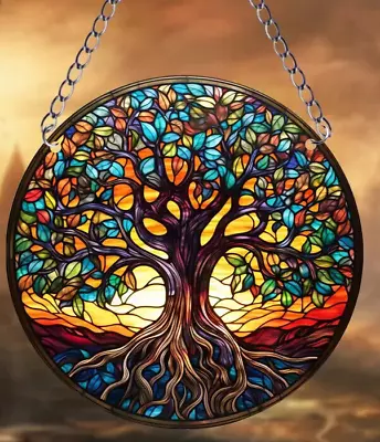 Buy Tree Of Life Design Suncatcher Stained Glass Effect Home Decor Christmas Gift • 6.85£