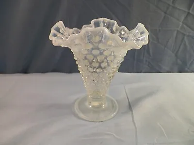 Buy Fenton French Opalescent Hobnail Glass Fluted Cone Shaped Vase Square Top 5 3/4  • 11.52£