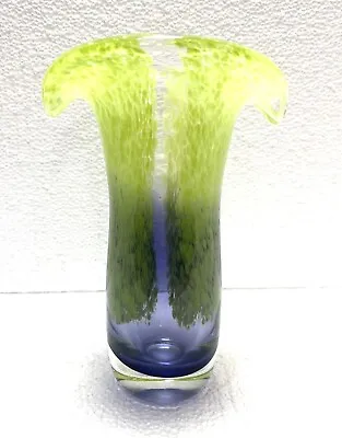 Buy Vintage Blown Glass Teleflora Vase Cobalt Blue And Vaseline Green 8  2.1Lb- 24PS • 23.11£