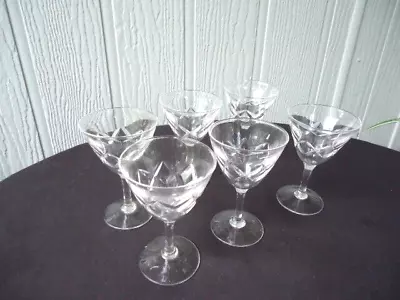 Buy 6 Vintage  Bohemia Cut Crystal Sherry Liqueur Glasses Small Wine 100ml • 12.01£
