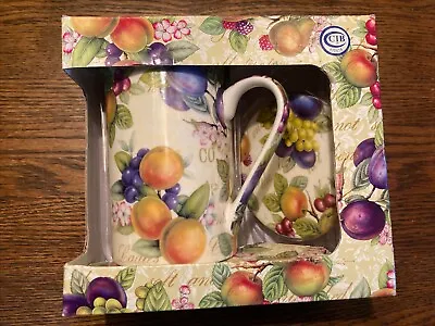 Buy Kent Pottery Tea/ Coffee Mug W/Lid/Coaster Fruit 8oz NEW • 19.30£