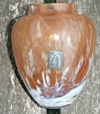 Buy Langham Glass House Amber & White Mottled Vase • 14.99£