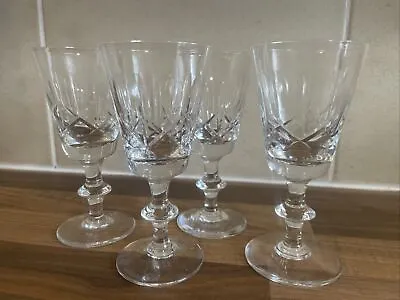 Buy Set Of (4) Clear Crystal Cut Wine Glasses 5”  • 10£