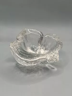 Buy Orrefors Sweden Textured Glass Crystal Leaf Slanted Dish Bowl - Lars Hellsten • 14.52£