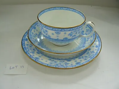 Buy Antique Minton Blue & White Trio: Cup/saucer/plate Floral & Fan Design C19th #11 • 32.99£