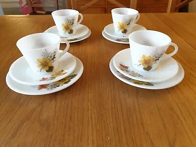 Buy Vintage JAJ Pyrex Glass Autumn Glory Tea Set 12 Pieces 4 X Cups Saucers Plates • 25£