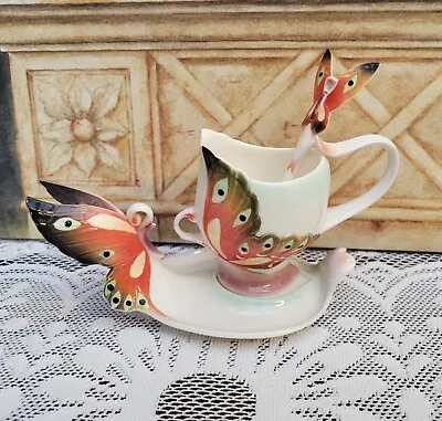 Buy Franz Style 3D Butterfly Cup, Saucer And Spoon Set, Porcelain Coffee Cup • 48£