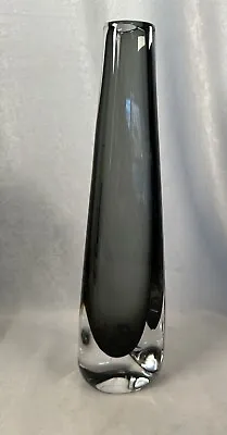 Buy ORREFORS Nils Landberg Dusk Glass 12 In. Vase NU 3538/3 Sweden MCM Signed Smoked • 57.10£