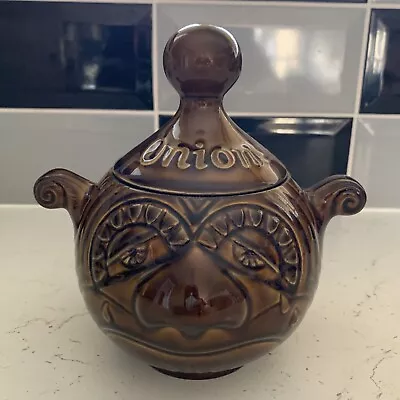 Buy Onion Pot Vintage P&K Glazed Ceramic Pottery Brown Mid-Century Novelty Jar • 6.99£