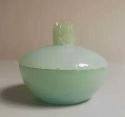 Buy Vintage Small Jadeite Lidded Bowl Dish Carved Knob Rare • 24.95£