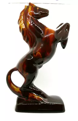 Buy Blue Mountain Pottery Rearing Horse 23.5cm H Red/Orange Brown Drip Glaze • 28£