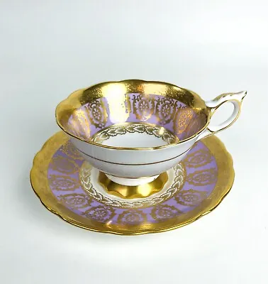 Buy Royal Stafford Footed Teacup & Saucer Set RST213 Purple Band Gold Encrusted Edge • 52.04£