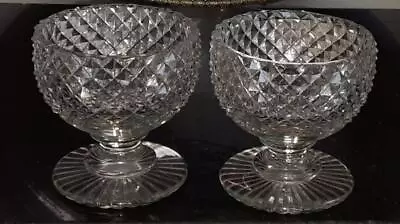Buy Pair Of Georgian Anglo Irish Waterford Lead Crystal  Diamond Cut Pedestal Bowls • 38.99£