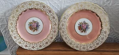 Buy Aynsley Handpainted Cabbage Rose Plates. Signed J A Bailey.  Pink /gold.  X 2... • 10.50£