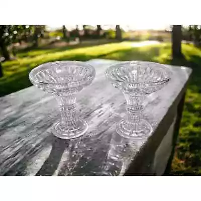 Buy Set Of 2 Lead Crystal Pillar Candle Holders - Saks Fifth Ave- Cut Glass- Vintage • 51.60£