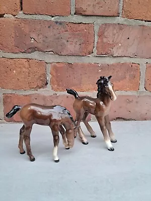 Buy Two Freestanding Vintage Brown Beswick Pottery Foals / Horses • 20£