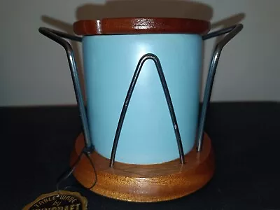 Buy Wyncraft Crown Devon Blue Ceramic Teak And Metal Preserve Pot With Tag  No Spoon • 7£
