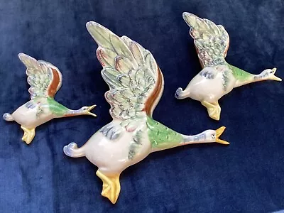 Buy Vintage Set Of 3 Flying Ducks Flying Wall Birds Wall Pocket Vases Not Beswick • 195£