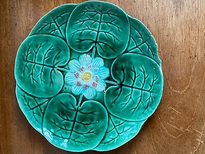 Buy Antique Majolica Water Lily Plate Fault On Rim • 15£