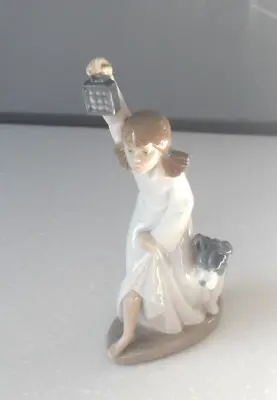 Buy VINTAGE Lladro Nao Figurine  Who Is There  Girl With Lamp & Dog Figurine • 39.99£