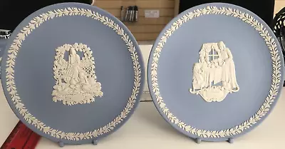 Buy 2 X Wedgwood Jasperware Light Blue Plates With Stands Mother 1995 & 1998 Vintage • 10£