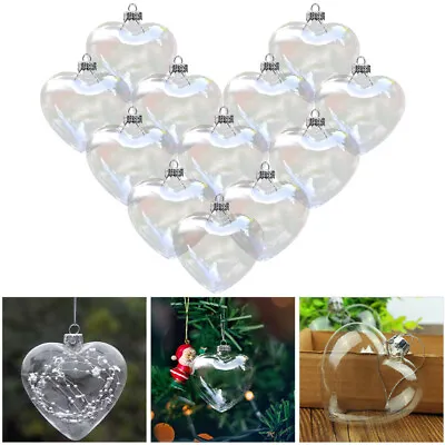 Buy 12/BOX Clear Glass Heart Ornaments Fillable DIY Craft Baubles Xmas Wedding Decor • 38.95£