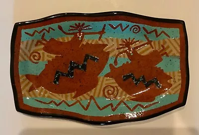 Buy Rob Sanders Art Pottery Platter Native American Inspired Petroglyph Glazed  • 47.44£