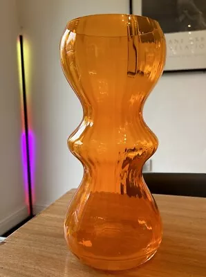 Buy Dartington Mouth Blown Large Kindred Spirit Vase Orange Optic Moulded 32cm High • 19.99£